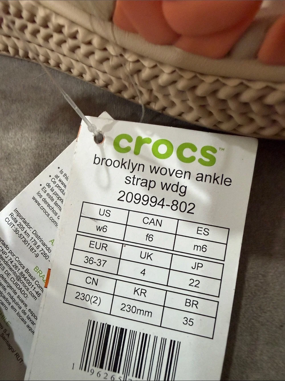 CROCS WOMENS BROOKLYN WOVEN ANKLE STRAP WEDGE Size 6 NWT coral